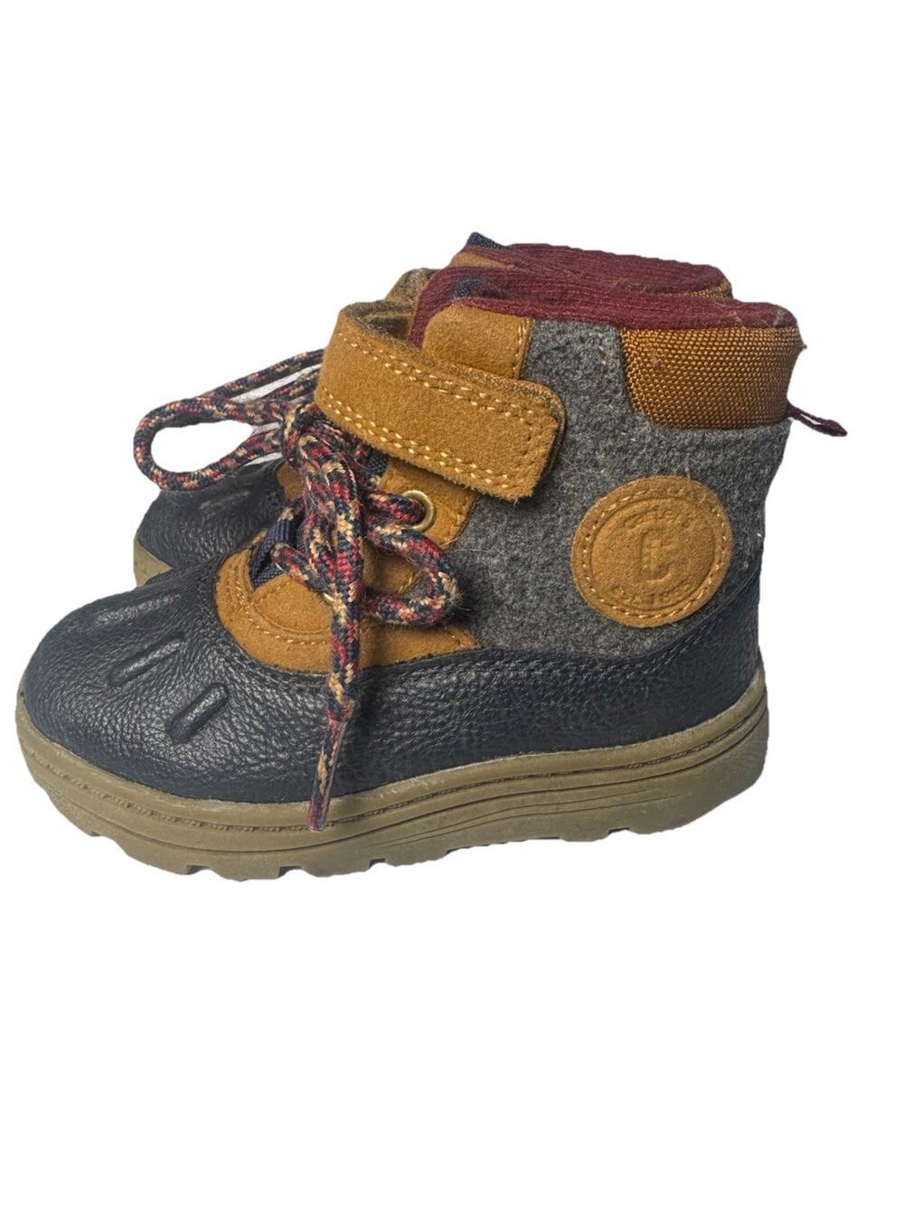Carter’s Freddie Toddler Hiking Boots Size 7M Brown Navy Hook Loop Lace Up